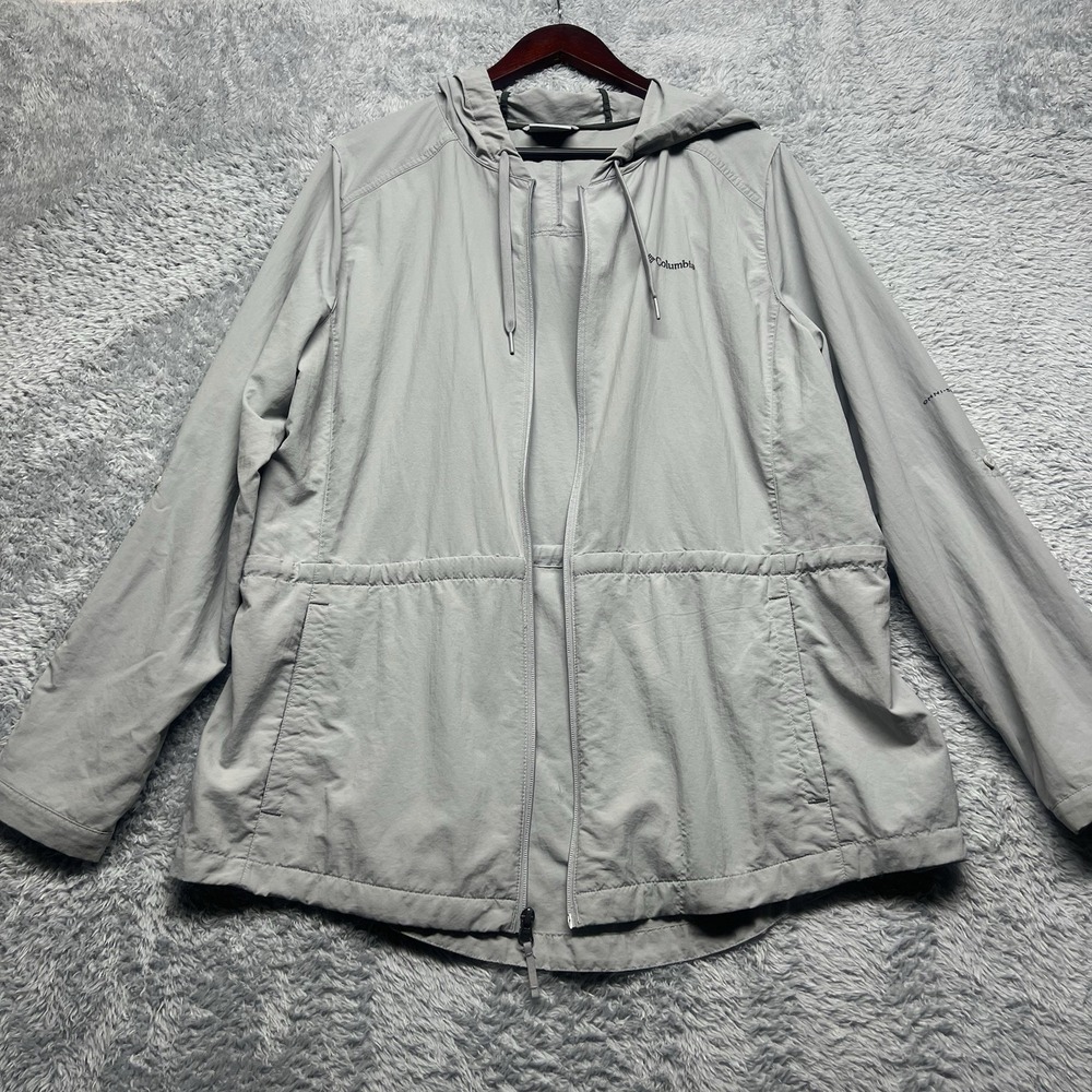 Columbia Jacket Womens XL Gray Full Zip Omni Shade Roll Tab Sleeve Lightweight - Picture 6 of 15